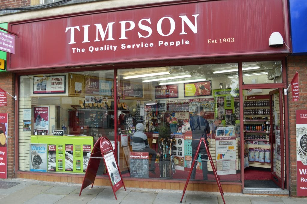 Colorful storefronts of the best independent shops near the Rotherham car park
