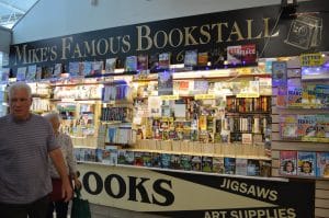 Stacks of books on shelves in a cozy bookstore in Rotherham