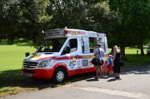 Colorful scoops of ice cream in cones at Rotherham's Clifton Park