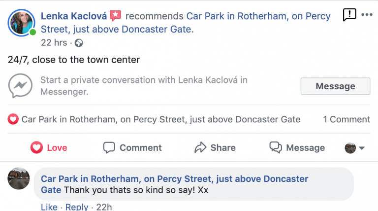 Reviews for Car Park in Rotherham from Facebook page