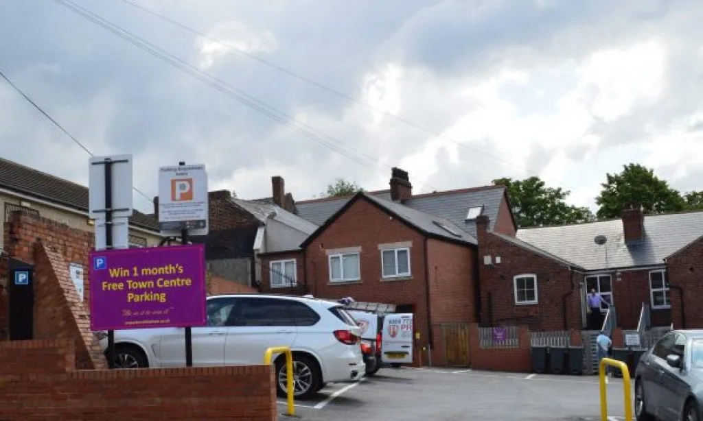 Best Car Park in Rotherham showing cars and the car park on Percy Street in Rotherham