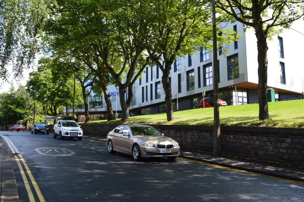A view of Rotherham College and University in the bustling town centre.