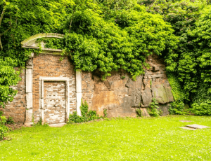A photo of the beautifully maintained secret walled garden at Boston Castle in Rotherham