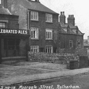 Old Moorgate Street in Rotherham with an Old Pub Selling Ale