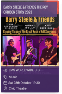 Barry Steel and Friends delivering a stellar rock 'n' roll performance in Rotherham's theatre scene.