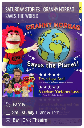 Granny Norbag Saves the Planet', a spirited performance bringing a touch of eco-consciousness to Rotherham's vibrant theatre scene.